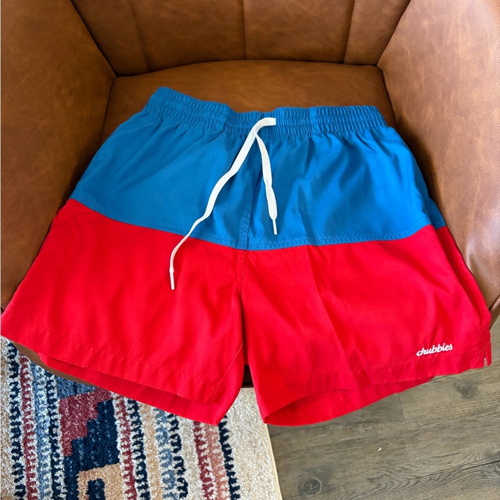 Chubbies American Flag Red White & Blue Medium Water-Activated Swim Trunks